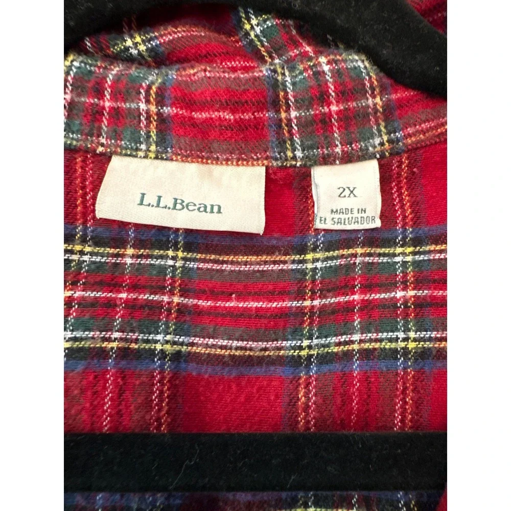 L.L. Bean Flannel Shirt Women 2X Red Plaid Cotton Button Down Gorpcore